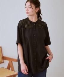 SMILE LAND | ＜大きいサイズ＞ ゆるシルエットヨークレースデザインブラウス(シャツ/ブラウス)