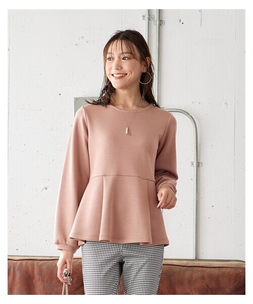 nissen（ニッセン）の「大きいサイズ ダンボールニットペプラムプルオーバー（Tシャツ/カットソー・レディース・黒/ピンクベージュ/ライトグレージュ・L/LL/3L/4L/5L/6L/8L/10L）」の22枚目の写真