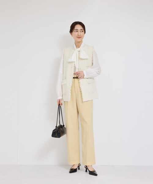 ROPE'（ロペ）の「ポプリンセンタープレスパンツ/セットアップ対応（その他パンツ・レディース・ブラック/クリーム系・36/38）」の6枚目の写真