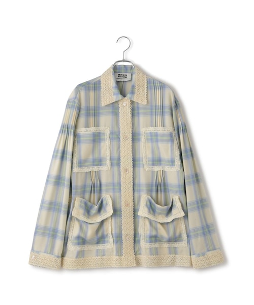 ADAM ET ROPE'（アダムエロペ）の「【J'aDoRe・一部店舗限定】【EENK（インク）】Lace Trim Shirts with Pocket（シャツ/ブラウス・レディース・ホワイト系/ブルー系・S）」の6枚目の写真