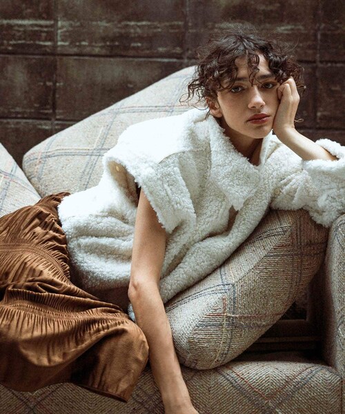 KBF（ケイビーエフ）の「マルチWAYボアジャケット（テーラードジャケット・レディース・BEIGE/IVORY/BLACK・one）」の14枚目の写真