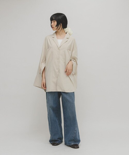 KBF（ケイビーエフ）の「ピーチスキンBIGシャツ（シャツ/ブラウス・レディース・IVORY/BLUE GRAY/CHARCOAL・One）」の10枚目の写真