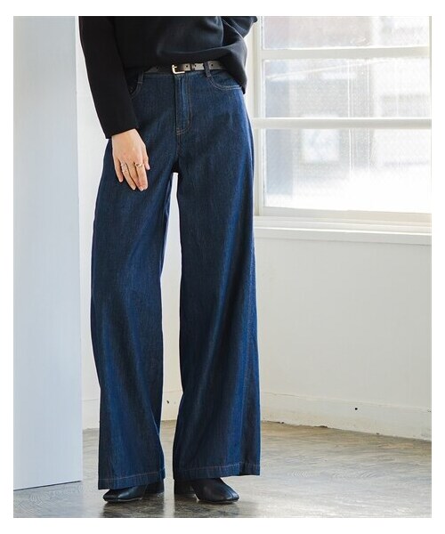 nissen（ニッセン）の「【i Deni】6.7ozデニムバギーパンツ（はっ水）（セットアップ可能）＜大きいサイズ有＞（スウェットパンツ・レディース・ワンウオッシュネイビー/ウオッシュドブルー/ブリーチサックス/オフホワイト・S/M/L/LL/3L/4L/5L/6L/8L/10L）」の14枚目の写真