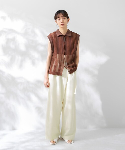 KBF（ケイビーエフ）の「レースノースリーブポロシャツ（ポロシャツ・レディース・L.BLUE/IVORY/BROWN・one）」の14枚目の写真