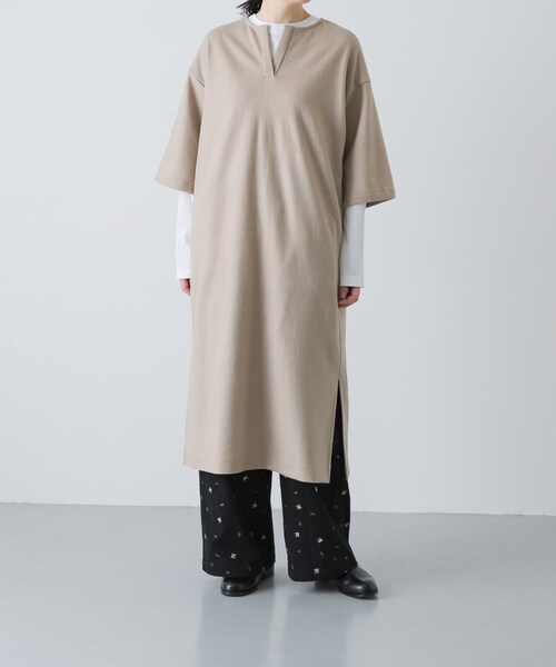 かぐれ（カグレ）の「ウールオーバーワンピース（ワンピース・レディース・BEIGE/BLACK・Free）」の3枚目の写真