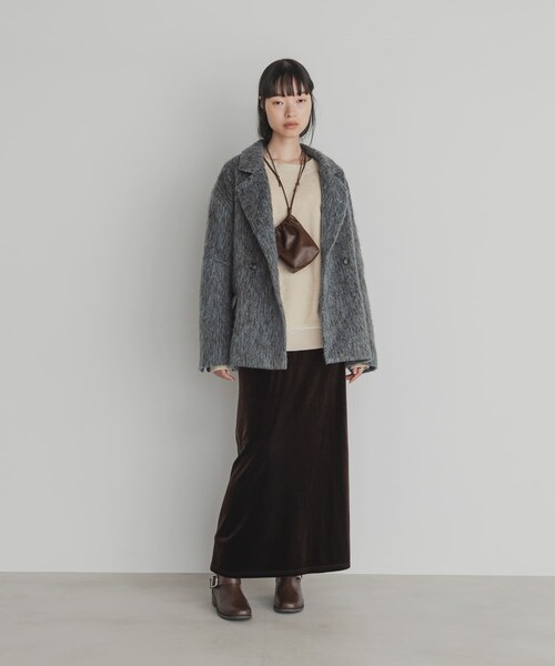 KBF（ケイビーエフ）の「シャギーテーラードジャケット（テーラードジャケット・レディース・CHARCOAL/BLUE MIX/MOCHA・One）」の8枚目の写真