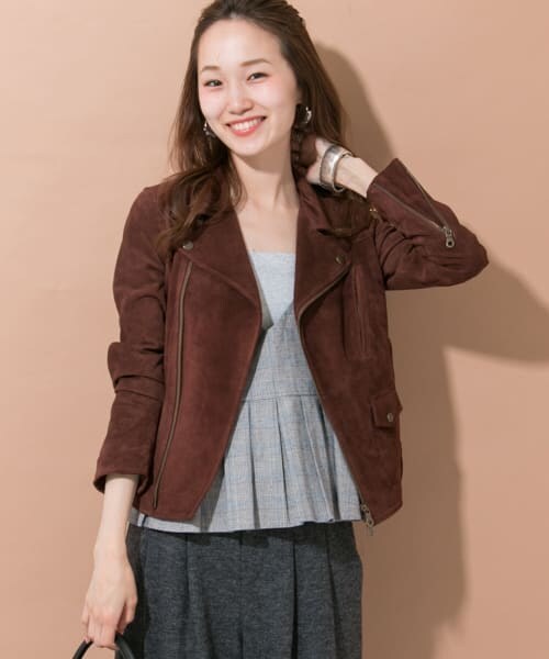 URBAN RESEARCH（アーバンリサーチ）の「SUPP.　別注 SUEDE RIDERS JACKET（ライダースジャケット・レディース・BROWN・S/M）」の3枚目の写真