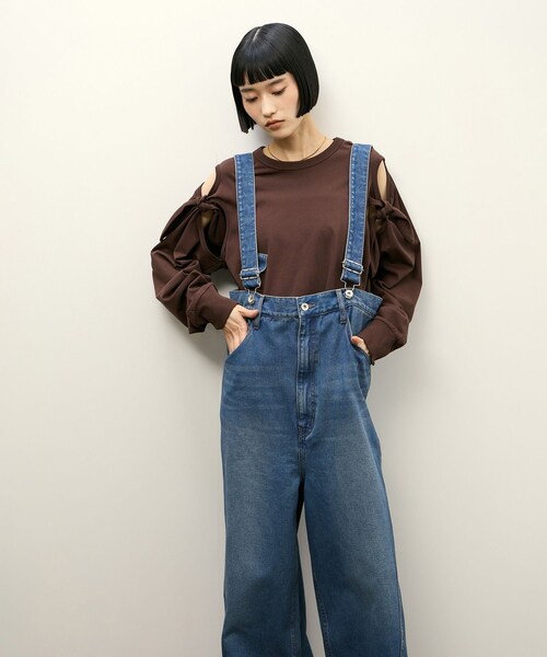 ADAM ET ROPE'(アダムエロペ)の「【サステナブル】2WAYデニムサロペット(サロペット/オーバーオール・レディース・ブラック/ブルー・36/38)」の14枚目の写真