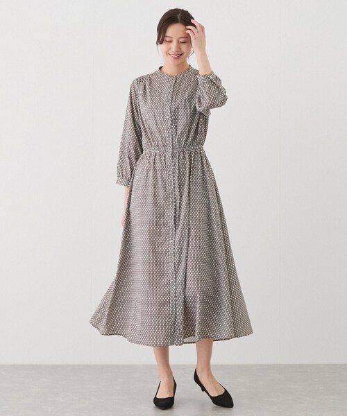 Jayro（ジャイロ）の「前開き幾何学柄ワンピース（ワンピース・レディース・ブラック/オフホワイト/レンガ系・M）」の14枚目の写真