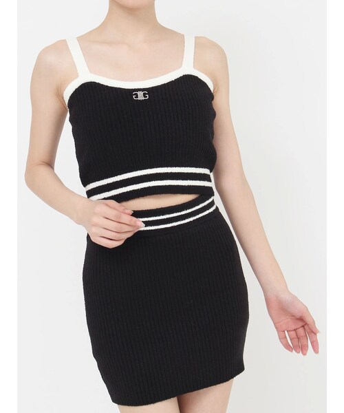 GYDA（ジェイダ）の「ラインパイルニットビスチェ（キャミソール・レディース・ブラック/スカイブルー/オフホワイト・F）」の5枚目の写真