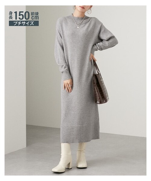 nissen（ニッセン）の「小さいサイズ　スウェットライクニットワンピース　低身長さん・小柄女性（ワンピース・レディース・バーガンディー/杢グレー/ミルクベージュ/ブラック/グレープ/杢モカ・PSS/PS）」の16枚目の写真