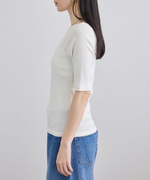 ADAM ET ROPE'(アダムエロペ)の「ハイウェットテレコ2WAYネックT(Tシャツ/カットソー・レディース・ブラック/オフホワイト・F)」の12枚目の写真