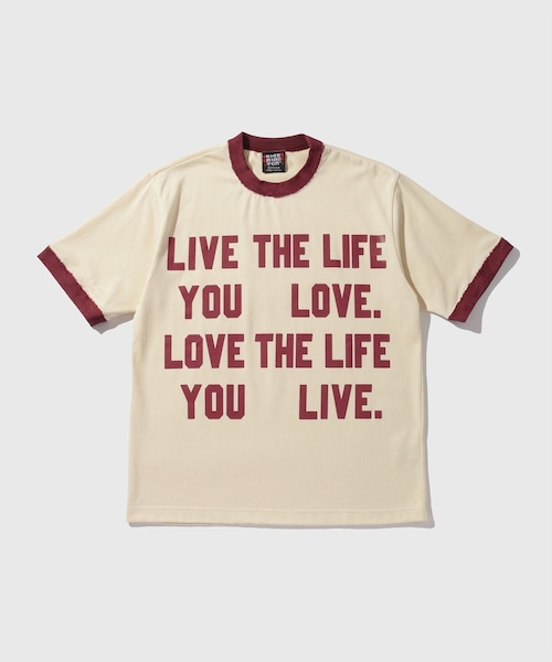 ADAM ET ROPE'(アダムエロペ)の「【RICE NINE TEN/ライス ナイン テン】HAND PRINT RINGER T-SHIRT(Tシャツ/カットソー・メンズ・グレー/ホワイト/クリーム・1/2)」の6枚目の写真