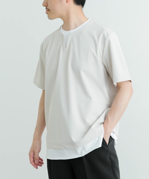 ITEMS URBANRESEARCH(アイテムズ アーバンリサーチ)の「『イージーケア/吸水速乾』高機能ワッフル フェイクレイヤーキーネックTシャツ(Tシャツ/カットソー・メンズ・CHA/BEG/KHK/BLU・M/L)」の16枚目の写真