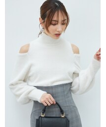 MERCURYDUO | オープンショルダーミニシャギーニット(ニット/セーター)