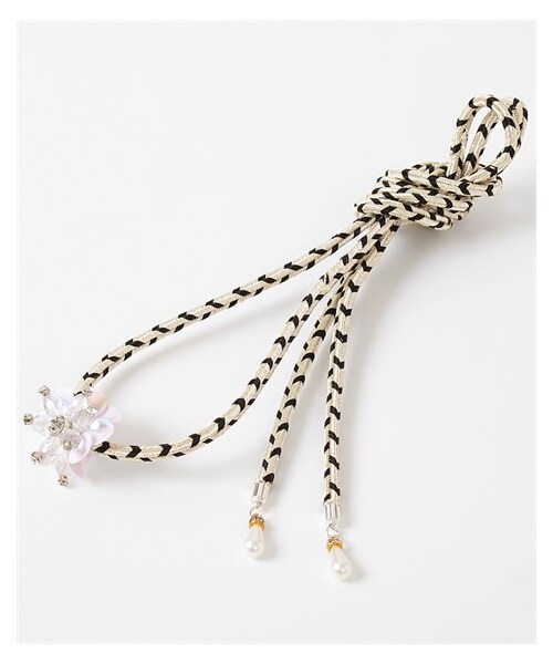 nissen（ニッセン）の「＜大きいサイズ＞ いろいろ選べる帯締め（和装小物・レディース・オフホワイト(リボン)/黒(花モチーフ)/ピンク(パール調)・L~5L/6L~10L）」の4枚目の写真