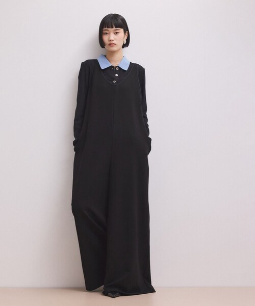 ADAM ET ROPE'（アダムエロペ）の「【WEB限定】バイカラーオールインワン（つなぎ/オールインワン・レディース・ブラック/ブラック系/チャコール・36/38）」の2枚目の写真