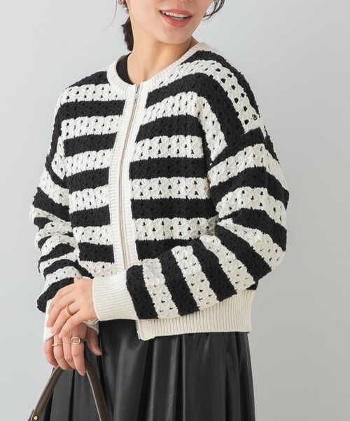 URBAN RESEARCH ROSSO（アーバンリサーチロッソ）の「F by ROSSO　柄編みZIPカーディガン（カーディガン/ボレロ・レディース・OFF×BLK/RED/NAVY・FREE）」の21枚目の写真