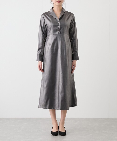 Jayro（ジャイロ）の「開衿Iラインワンピース（ワンピース・レディース・チャコール/キナリ/ベージュ・M）」の18枚目の写真