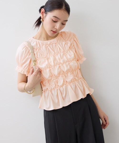 VIS(ビス)の「ドット&無地アソート シャーリングデザインカットソー(Tシャツ/カットソー・レディース・ブラック/キナリ/ピンク・F)」の18枚目の写真