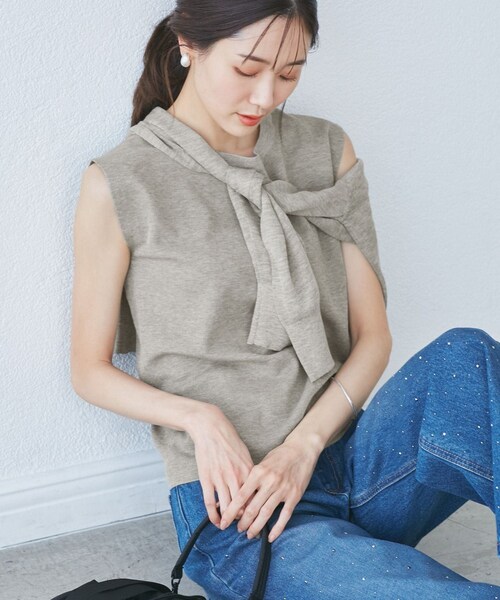 ROPE' PICNIC（ロペピクニック）の「【洗濯機OK】LEVITAゼロスリーブサマーニットプルオーバー（ニット/セーター・レディース・ライトグレー/ベージュ/その他・38）」の10枚目の写真