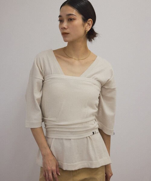 ADAM ET ROPE'(アダムエロペ)の「【J'aDoRe・店舗限定】【extreme cashmere(エクストリーム・カシミア)】mesh tube top / チューブトップビスチェ(チューブトップ・レディース・オフホワイト/ブラウン系・F)」の16枚目の写真
