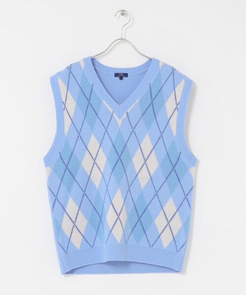 ITEMS URBANRESEARCH（アイテムズ アーバンリサーチ）の「ウール混アーガイルVネックニットベスト（ベスト・メンズ・BLU/BLK・M/L）」の4枚目の写真