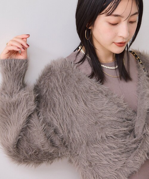 VIS（ビス）の「ねじりショートトップス付きロングニットワンピース/イージーケア（ワンピース・レディース・チャコール/キナリ/ベージュ・F）」の12枚目の写真