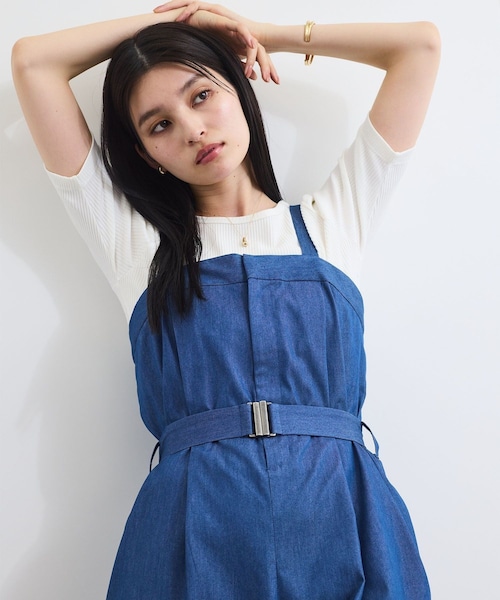 VIS（ビス）の「ベルト付きベアサロペット（サロペット/オーバーオール・レディース・ブラック系/ブルー・F）」の7枚目の写真