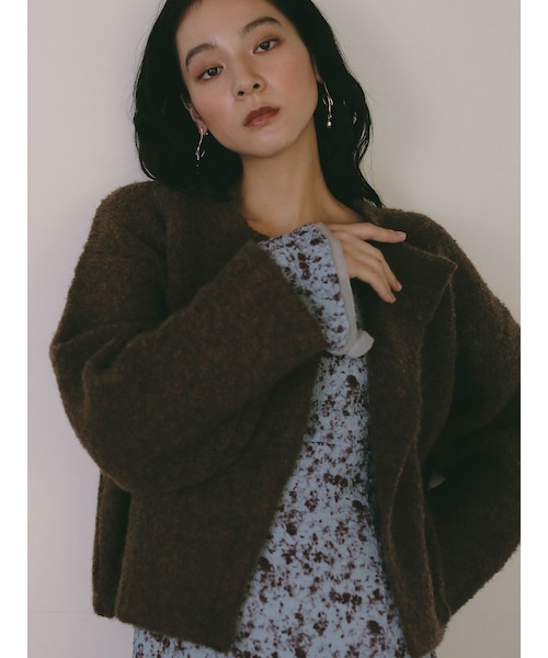 LAGUNAMOON（ラグナムーン）の「セッケツニットボアブルゾン（ブルゾン・レディース・アイボリー/ブルー/ブラウン・F）」の4枚目の写真