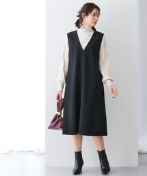 7days Life Styling | ウール調ふんわりジャージーフレアジャンパースカート（しわになりにくい・ウォッシャブル）<大きいサイズ有>(ジャンパースカート)