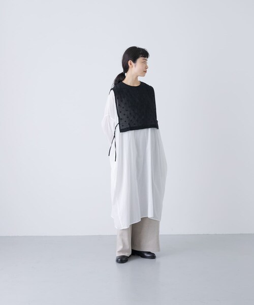 かぐれ（カグレ）の「ドット刺繍ウールガーゼビブ（ベスト・レディース・IVORY/BLACK・FREE）」の20枚目の写真