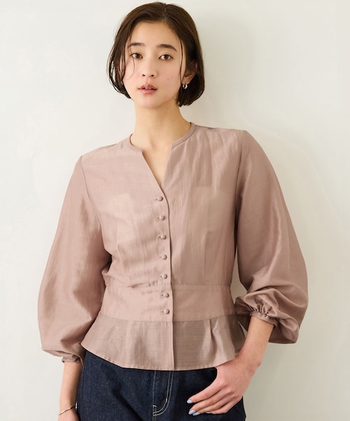 ROPE'（ロペ）の「カールマイヤーウエストタックペプラムブラウス/イージーケア（シャツ/ブラウス・レディース・ブルー系/ピンク系・36/38）」の3枚目の写真