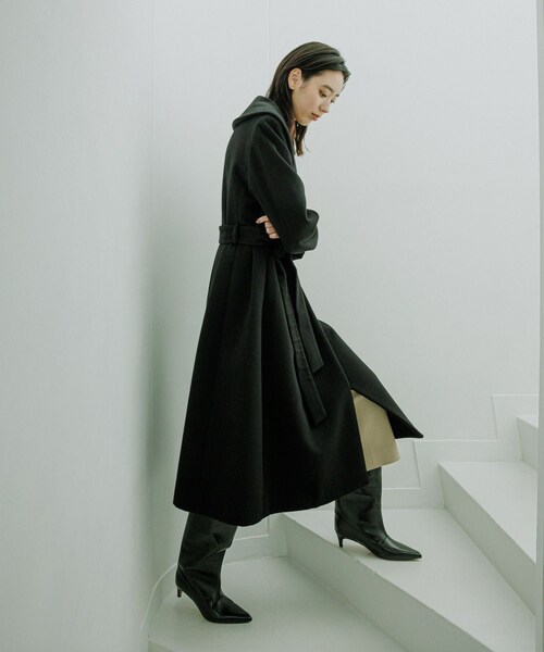 ROPE'(ロペ)の「プレミアムカシミヤ ショールカラーコート(ステンカラーコート・レディース・ブラック/キャメル・36/38)」の8枚目の写真