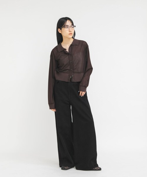 KBF(ケイビーエフ)の「シアーシャツカーディガン(シャツ/ブラウス・レディース・BLACK/BROWN・One)」の15枚目の写真