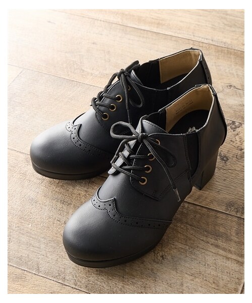 nissen（ニッセン）の「切替デザインレースアップパンプス（ワイズ３Ｅ）（パンプス・メンズ・黒/ダークブラウン/ブラウン×クリーム/【ドロップ】ピンク×ベージュ/【ドロップ】ベージュ×クリーム・S=22.5cm/M=23.0~23.5cm/L=24.0cm/LL=24.5cm）」の6枚目の写真