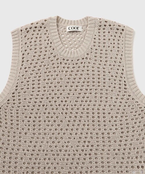 ADAM ET ROPE'(アダムエロペ)の「【COOR/クアー】ORGANIC CROCHET KNIT VEST(ベスト・メンズ・キナリ・L/M)」の4枚目の写真