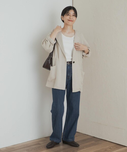 URBAN RESEARCH DOORS(アーバンリサーチドアーズ)の「ウエストドロストジャケット(テーラードジャケット・レディース・BLACK/BEIGE・M)」の21枚目の写真