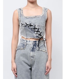 EMODA | カーブレースアップデニムビスチェ(タンクトップ)