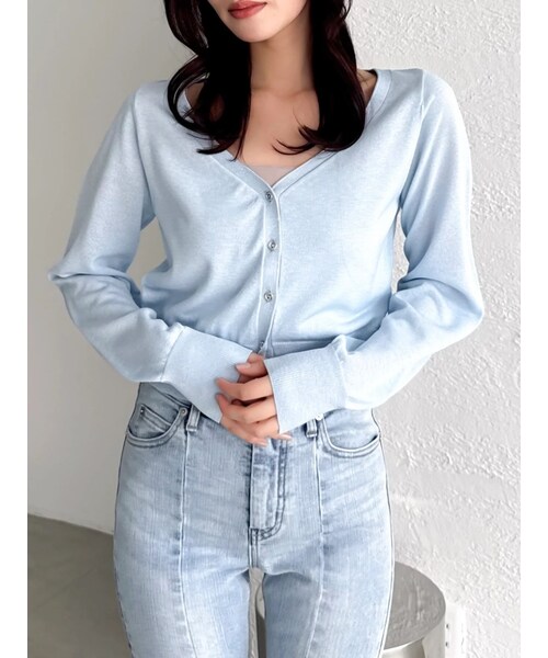 dazzlin（ダズリン）の「【UV】ラメシンプルニットカーディガン（カーディガン/ボレロ・レディース・ホワイト/グレー/ブラック/ブルー・F）」の6枚目の写真