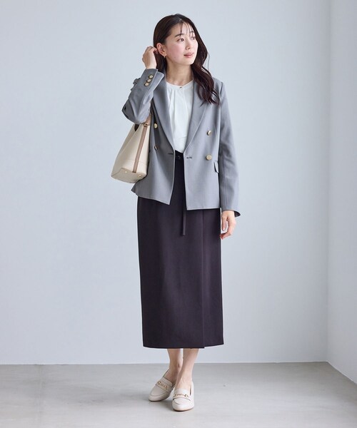 ROPE' PICNIC(ロペピクニック)の「クリアツイル金ボタンジャケット/入卒式・セレモニー・セットアップ対応(テーラードジャケット・レディース・グレー/ベージュ系/グリーン系/ネイビー・L/M)」の11枚目の写真