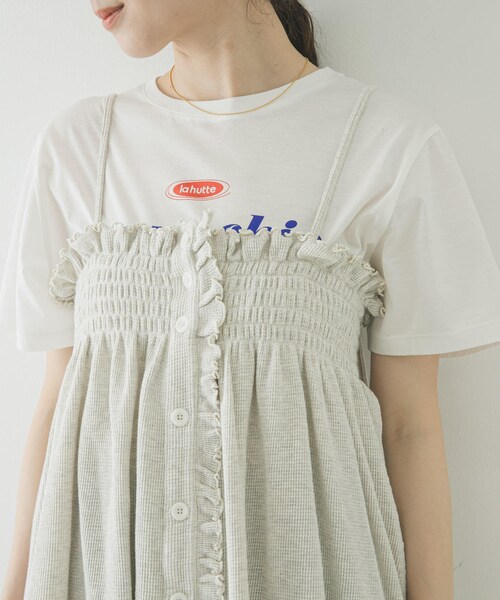 URBAN RESEARCH（アーバンリサーチ）の「crinkle crinkle crinkle　SHIRRING GATHER CAMI（キャミソール・レディース・IVORY/BLACK・Free）」の6枚目の写真