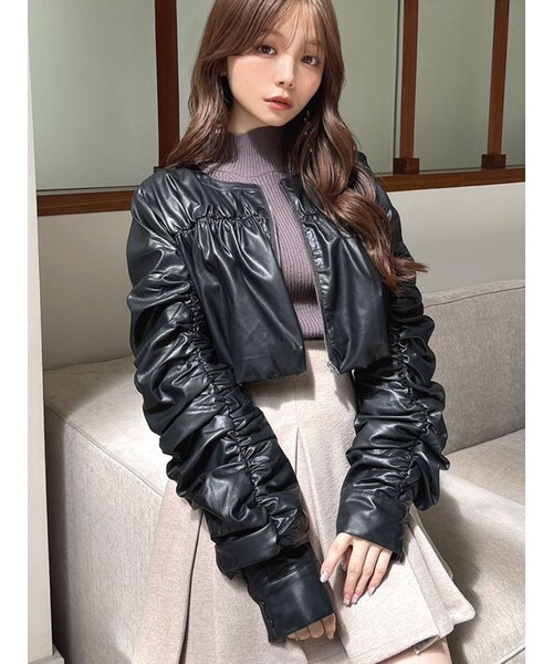 RESEXXY（リゼクシー）の「ヘムバルンギャザーブルゾン（ブルゾン・レディース・ブラック/ベージュ・F）」の4枚目の写真