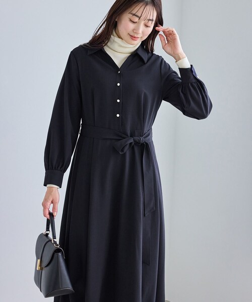 ROPE' PICNIC（ロペピクニック）の「リボンシャツワンピース（シャツワンピース・レディース・ベージュ/ネイビー・L/M/S）」の6枚目の写真