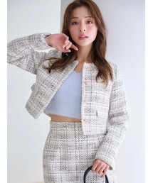 MERCURYDUO | オリジナルツイードノーカラージャケット(ノーカラージャケット)