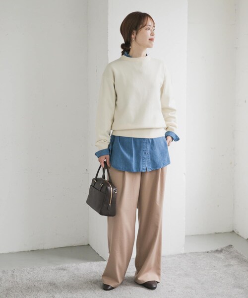 URBAN RESEARCH DOORS（アーバンリサーチドアーズ）の「『仁村紗和さん着用』『UR TECH 200日ニット』スウェットライクプルオーバー（ニット/セーター・レディース・L.GRAY/MINT/ORANGE/BROWN/OFF/D.RED/杢CHARCOAL・M）」の19枚目の写真