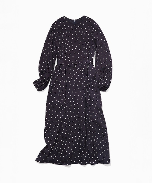 ROPE'（ロペ）の「ドットプリントウエストベルトワンピース（ワンピース・レディース・キナリ/ネイビー/ベージュ・36/38）」の10枚目の写真