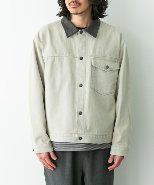 URBAN RESEARCH Sonny Label（アーバンリサーチサニーレーベル）の「ウォッシュドツイル襟切替ジャケット（ブルゾン・メンズ・アイボリー/ベージュ/チャコール・M/L）」の13枚目の写真