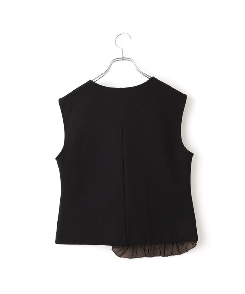 ADAM ET ROPE'(アダムエロペ)の「【WEB限定】・【定番】ラッフルコンビスリーブレストップス(Tシャツ/カットソー・レディース・ブラック/ブラック系/ホワイト・F)」の22枚目の写真