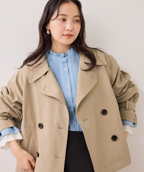 VIS（ビス）の「ショートトレンチコート/UVケア・撥水・花粉ガード（トレンチコート・レディース・ベージュ系/ネイビー・F）」の15枚目の写真